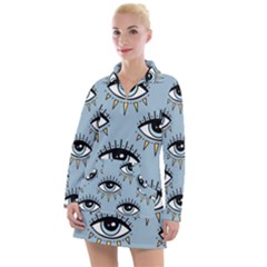 Eyes Pattern Women s Long Sleeve Casual Dress by Valentinaart