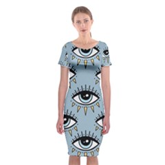 Eyes Pattern Classic Short Sleeve Midi Dress