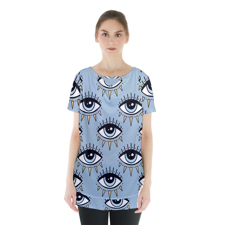 Eyes pattern Skirt Hem Sports Top