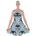 Eyes pattern Velvet Skater Dress View1