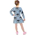 Eyes pattern Kids  Long Sleeve Velvet Dress View2