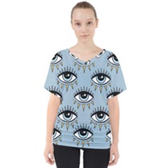 Eyes Pattern V-neck Dolman Drape Top by Valentinaart