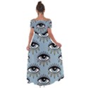 Eyes pattern Off Shoulder Open Front Chiffon Dress View2