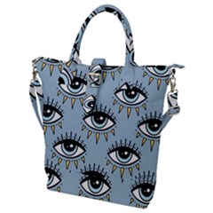 Eyes Pattern Buckle Top Tote Bag by Valentinaart