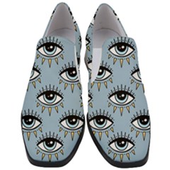 Eyes Pattern Women Slip On Heel Loafers by Valentinaart