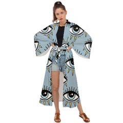 Eyes Pattern Maxi Kimono