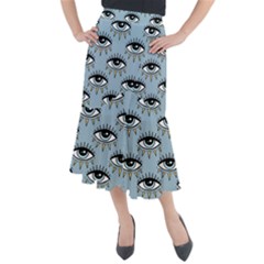 Eyes Pattern Midi Mermaid Skirt