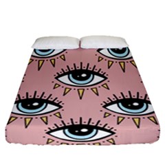 Eyes Pattern Fitted Sheet (queen Size) by Valentinaart