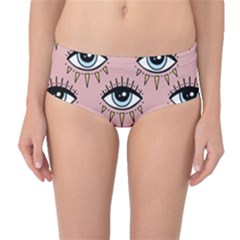 Eyes Pattern Mid-waist Bikini Bottoms by Valentinaart