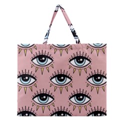 Eyes Pattern Zipper Large Tote Bag by Valentinaart