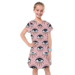 Eyes Pattern Kids  Drop Waist Dress by Valentinaart