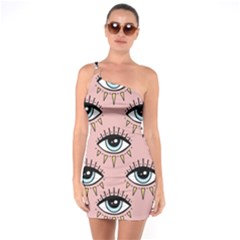 Eyes Pattern One Soulder Bodycon Dress by Valentinaart