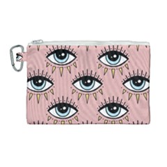 Eyes Pattern Canvas Cosmetic Bag (large) by Valentinaart