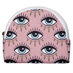 Eyes Pattern Horseshoe Style Canvas Pouch by Valentinaart