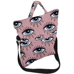 Eyes Pattern Fold Over Handle Tote Bag by Valentinaart