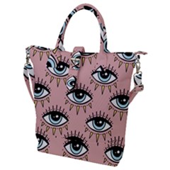 Eyes Pattern Buckle Top Tote Bag by Valentinaart