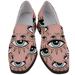 Eyes Pattern Women s Chunky Heel Loafers by Valentinaart