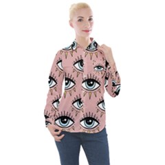 Eyes Pattern Women s Long Sleeve Pocket Shirt