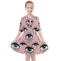 Eyes Pattern Kids  All Frills Chiffon Dress by Valentinaart