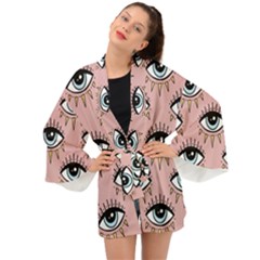 Eyes Pattern Long Sleeve Kimono