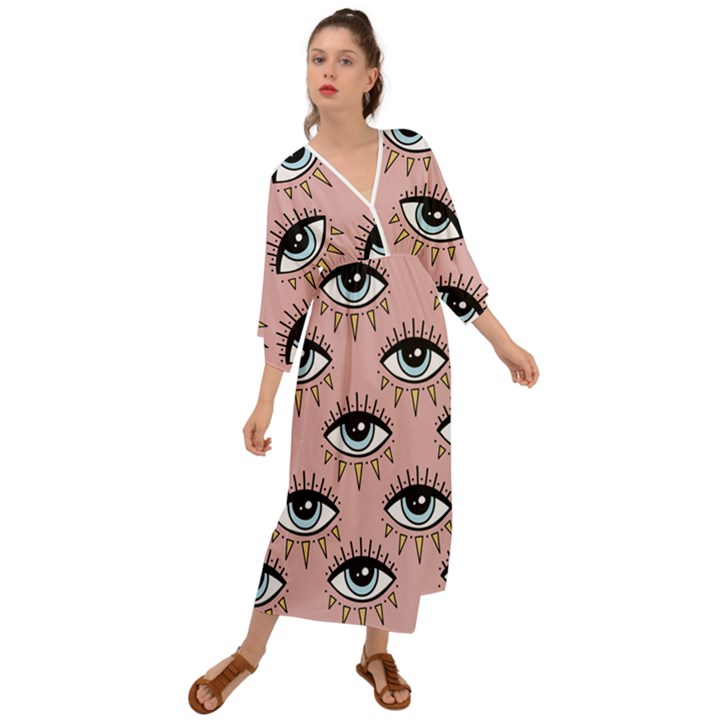 Eyes pattern Grecian Style  Maxi Dress