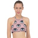 Eyes pattern Racer Front Bikini Top View1