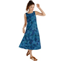 Blue Mosaic Summer Maxi Dress