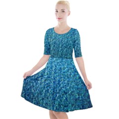 Turquoise Blue Ocean Quarter Sleeve A-line Dress by retrotoomoderndesigns