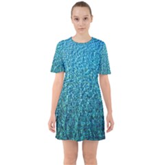 Turquoise Blue Ocean Sixties Short Sleeve Mini Dress