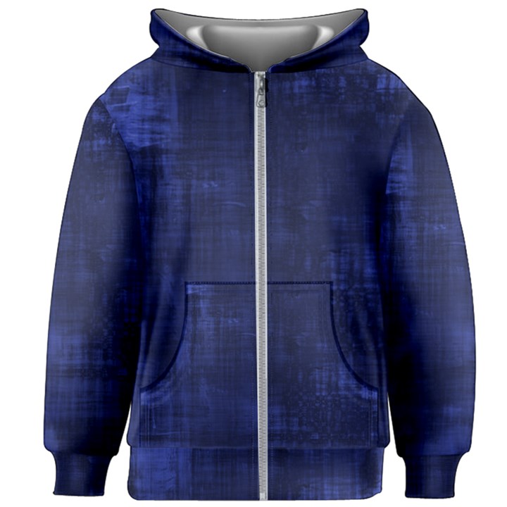 Blue Grunge Kids  Zipper Hoodie Without Drawstring