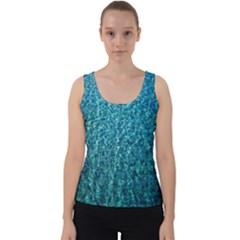 Turquoise Blue Ocean Velvet Tank Top by retrotoomoderndesigns