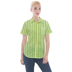 Lime Stripes Women s Short Sleeve Pocket Shirt