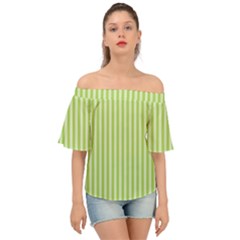 Lime Stripes Off Shoulder Short Sleeve Top