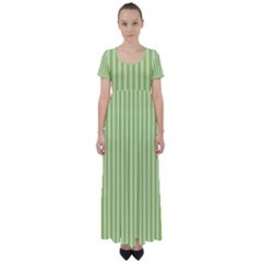 Lime Stripes High Waist Short Sleeve Maxi Dress by retrotoomoderndesigns