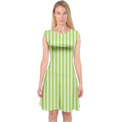 Lime Stripes Capsleeve Midi Dress by retrotoomoderndesigns