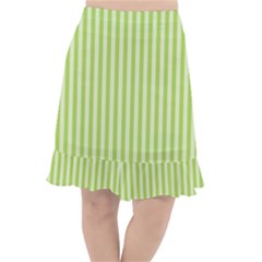 Lime Stripes Fishtail Chiffon Skirt