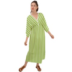 Lime Stripes Grecian Style  Maxi Dress