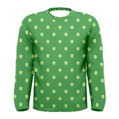 Green Polka Dots Men s Long Sleeve Tee by retrotoomoderndesigns