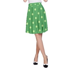 Green Polka Dots A-line Skirt by retrotoomoderndesigns