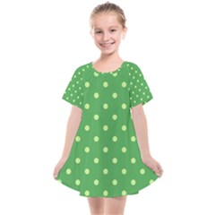 Green Polka Dots Kids  Smock Dress by retrotoomoderndesigns