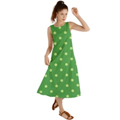 Green Polka Dots Summer Maxi Dress