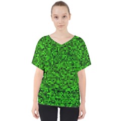 Green Mosaic V-neck Dolman Drape Top by retrotoomoderndesigns