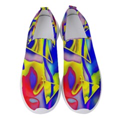 Yellow Triangles Abstract Women s Slip On Sneakers by bloomingvinedesign