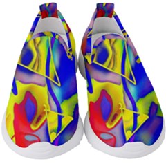 Yellow Triangles Abstract Kids  Slip On Sneakers by bloomingvinedesign