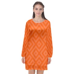 Orange Maze Long Sleeve Chiffon Shift Dress  by retrotoomoderndesigns