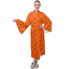 Orange Maze Maxi Velour Kimono by retrotoomoderndesigns