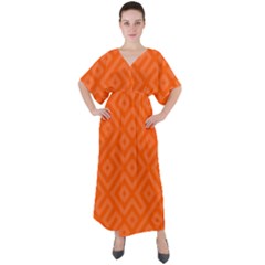 Orange Maze V-neck Boho Style Maxi Dress