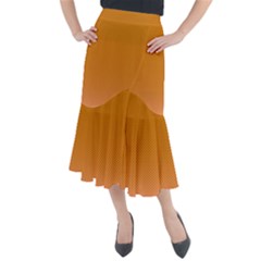 Orange Dotted Grid Midi Mermaid Skirt