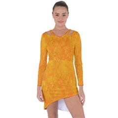 Sunshine Orange Asymmetric Cut-out Shift Dress by retrotoomoderndesigns