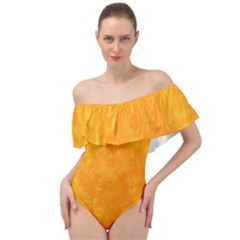 Sunshine Orange Off Shoulder Velour Bodysuit 